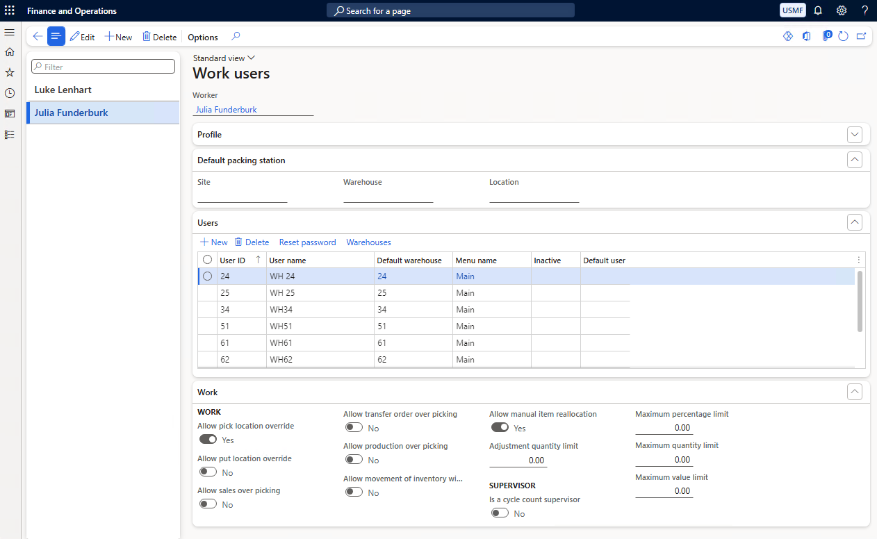 Screenshot of Worker setup form in MSD365FSCM